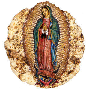 Tortilla Art: La Virgen de Guadalupe by Joe Bravo